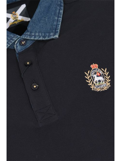 Polo Avvocato in cotone stretch con logo Blu JOHNNY LAMBS | AVVOCATO799